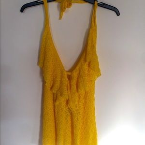 🌼MODA International Yellow XL Lace Halter Top